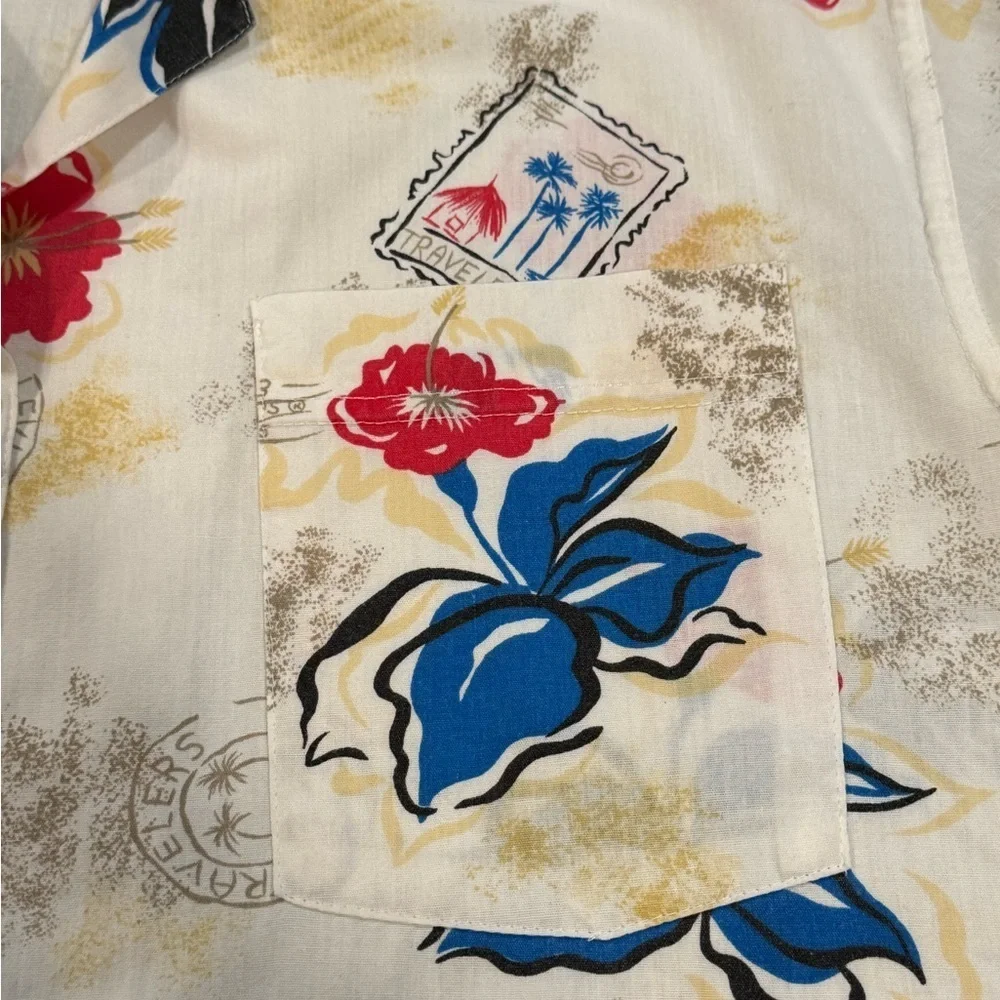 Vintage Levi’s Travelers Short Sleeve Hawaiian Floral Camp Shirt Mens Large